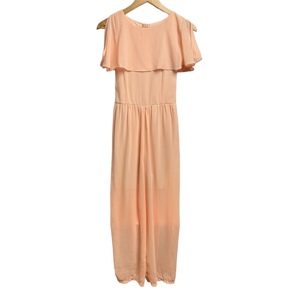 VTG Coral Chiffon Sleeveless Formal Jumpsuit‎ Smocked Back XS / S